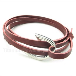 Leather Hooks Titanium Bracelet