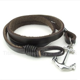 Titanium Leather Anchor Bracelet