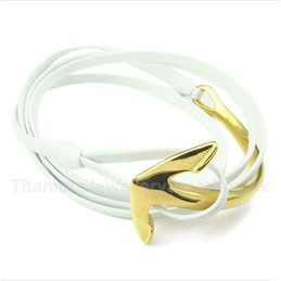 Titanium Leather Anchor Bracelet