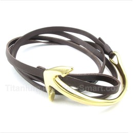 Titanium Leather Anchor Bracelet