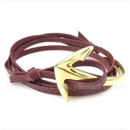 Titanium Leather Anchor Bracelet