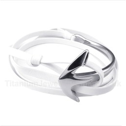 Titanium Leather Anchor Bracelet