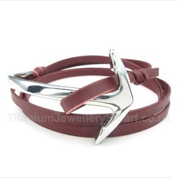 Titanium Leather Anchor Bracelet