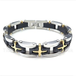 Titanium Gold Cross Bracelet