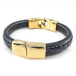 Titanium Gold-plated Leather Bracelet