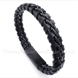 Titanium Black Leather Bracelet