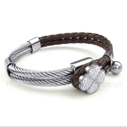 Clover Leather Titanium Bracelet