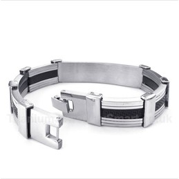 Titanium Rubber Greek Meander Pattern Bracelet