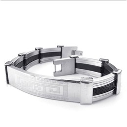 Titanium Rubber Greek Meander Pattern Bracelet