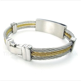 Titanium Greek Meander Pattern Cable Bracelet