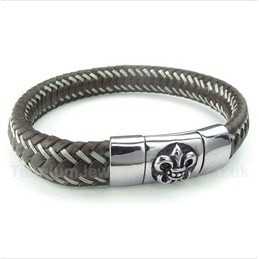 Titanium Leather Cable Bracelet