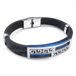 Titanium Rubber Blue Bracelet