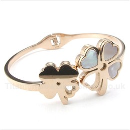 Titanium Rose Gold Clover Bracelet