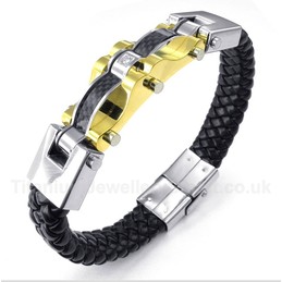 Titanium Carbon Fiber Leather Bracelet