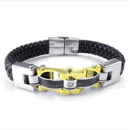 Titanium Carbon Fiber Leather Bracelet