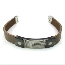 Titanium Armor Mesh Leather Bracelet