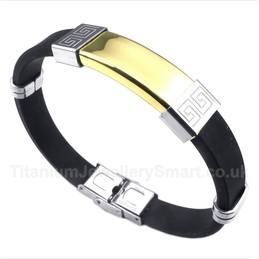 Titanium Rubber Greek Meander Pattern Bracelet