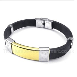 Titanium Rubber Greek Meander Pattern Bracelet