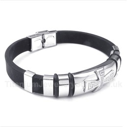Titanium Rubber Greek Meander Pattern Bracelet