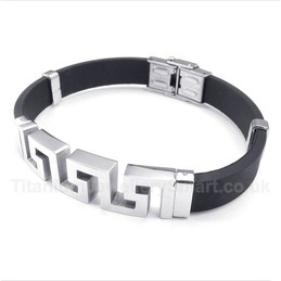 Titanium Rubber Greek Meander Pattern Bracelet