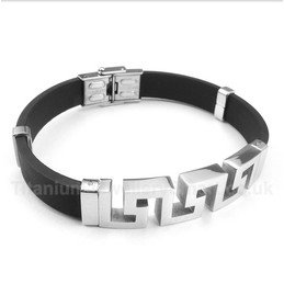 Titanium Rubber Greek Meander Pattern Bracelet