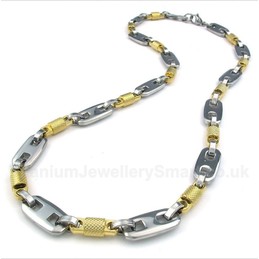 Titanium Gold Cylinder Necklace
