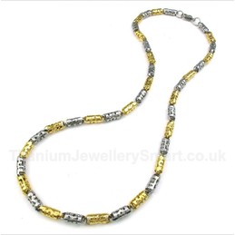 Titanium Gold Hollow Cylinder Necklace
