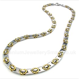 Titanium Gold Half Crescent Necklace