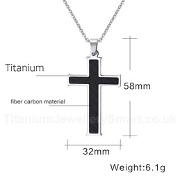 Unisex Titanium Pendant Carbon Fiber Cross PN-296