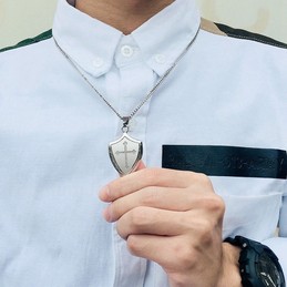 Men's Titanium Pendant Shield of Faith necklace Shield Cross 