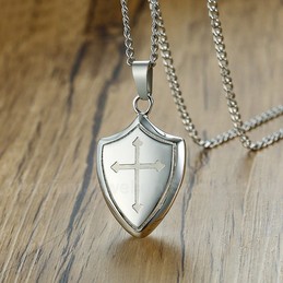 Men's Titanium Pendant Shield of Faith necklace Shield Cross 