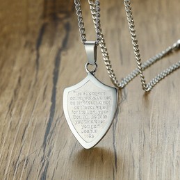 Men's Titanium Pendant Shield of Faith necklace Shield Cross 