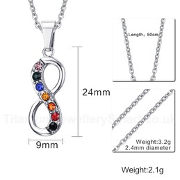 Unisex Titanium Pendant Multicolor Crystal Lemniscate Infinity Symbol PN-559