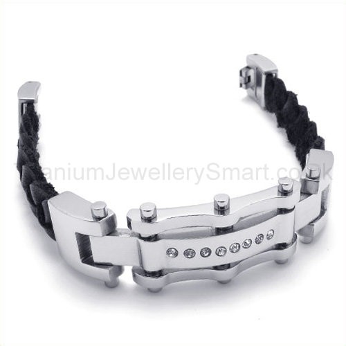 Cool Mens Inlay Diamond Titanium Bracelet 19563-£103 - Titanium ...
