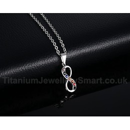 Unisex Titanium Pendant Multicolor Crystal Lemniscate Infinity Symbol PN-559