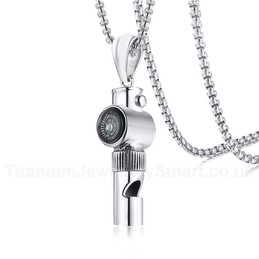 Unisex Titanium Pendant Sport Compass Whistle PN-1099