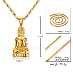 Men's Titanium Pendant 45.2 cm Buddha Statue PN-789