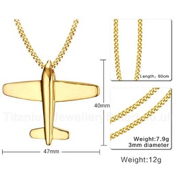 Men's Titanium Pendant 40 mm Airplane PN-678