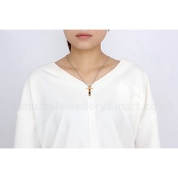 Men's Titanium Pendant Gold Colour Cross 