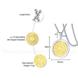 Men's Titanium Pendant 360 Degree Rotation Bagua PN-1103