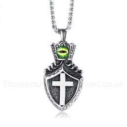 Men's Titanium Pendant Eye Cross Shield PN-1042