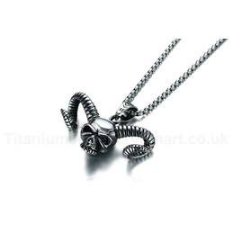 Men's Titanium Pendant Punk Skull Horn PN-853S