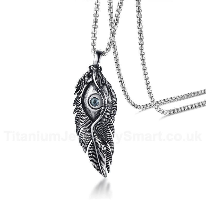 Men's Titanium Pendant Eye Feather PN-991