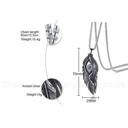 Men's Titanium Pendant Eye Feather PN-991