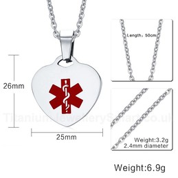 Unisex Titanium Pendant Medical ID PN-589