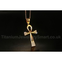 Unisex Titanium Pendant 42.7 mm Crystal The Ankh Cross PN-643
