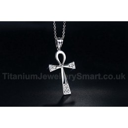 Unisex Titanium Pendant 42.7 mm Crystal The Ankh Cross PN-643
