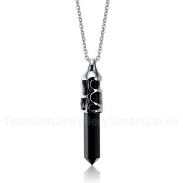 Unisex Titanium Pendant Black Agate Hollow PN-252