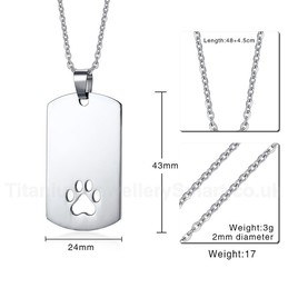 Men's Titanium Pendant Dog Paw Dog Tag PN-915S