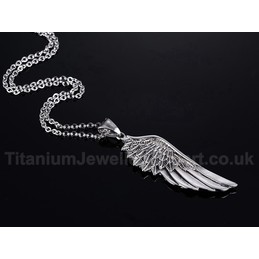 Unisex Titanium Pendant Feather Angel Wings PN-505
